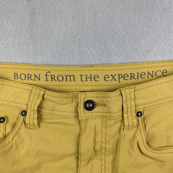 Prana Mens Shorts 34 Yellow Chino Brion 9" Nylon Stretch Outdoor Hiking UPF - Picture 2 of 11
